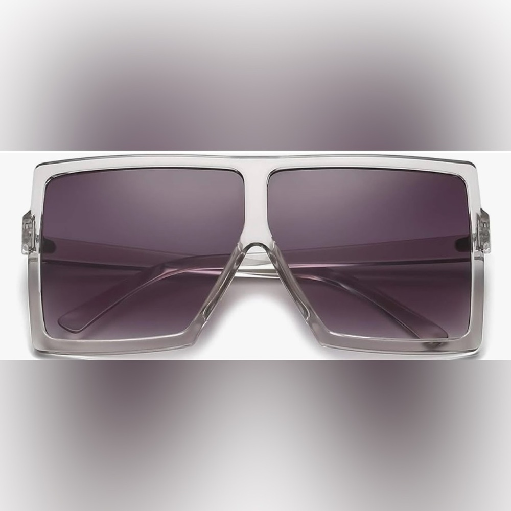 Light Grey Square Oversized Sunglasses UNISEX Flat Top Fashion Shades
0107 - Picture 2 of 7